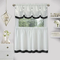Kate Aurora Country Living Farmhouse 3 Pc Solid Cafe Kitchen Curtain Tier & Tucked Valance Set