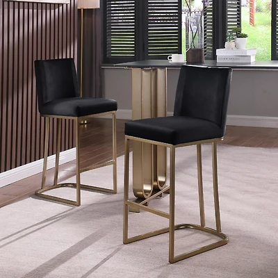 Streamdale Set of 2 Gold Brushed Velvet Bar Stools