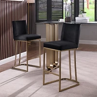 Streamdale Set of 2 Gold Brushed Velvet Bar Stools