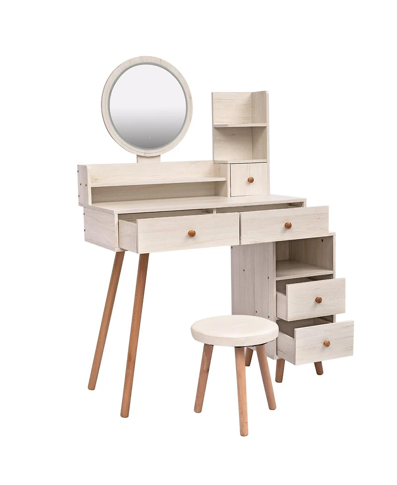 Simplie Fun Stylish Vanity Table Set with Led Mirror
