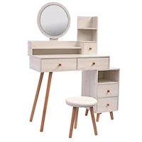 Simplie Fun Stylish Vanity Table Set with Led Mirror