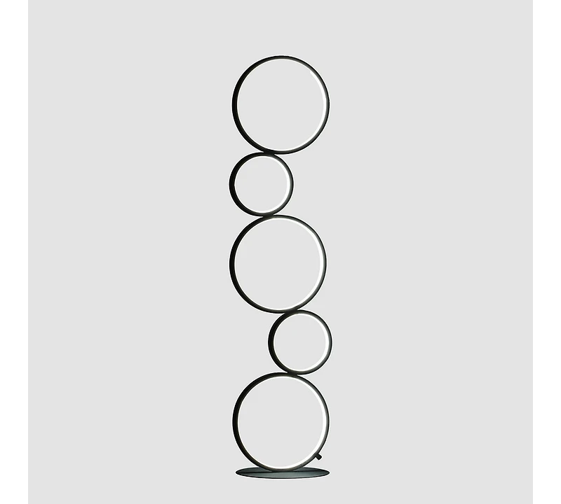 Streamdale 38.5" In Else Nordic 5-Ring Shaped Matte Black Led Metal Table Lamp