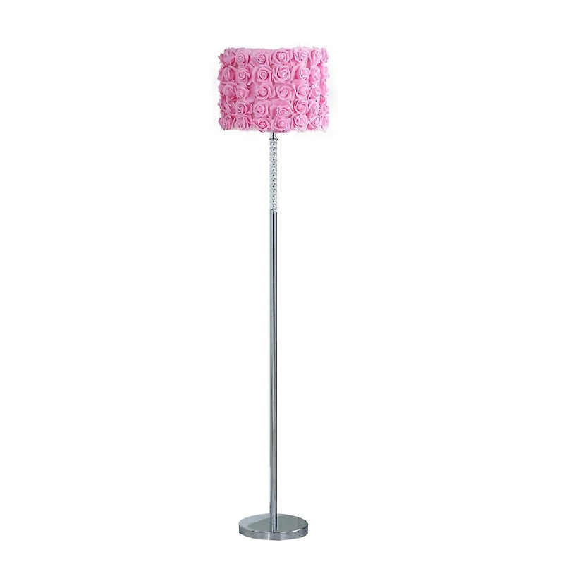 Streamdale 63"In Pink Roses In Bloom Acrylic/Metal Floor Lamp