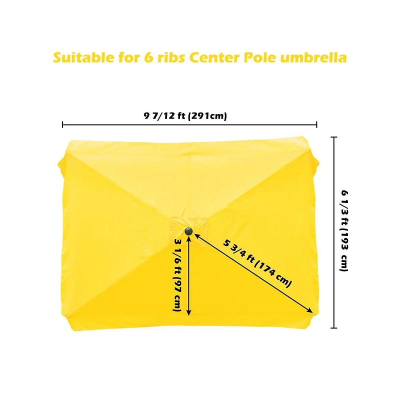 10x6ft Universal Replacement Umbrella Canopy with Tippet Top Cover Patio Beach