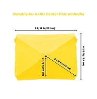 10x6ft Universal Replacement Umbrella Canopy with Tippet Top Cover Patio Beach