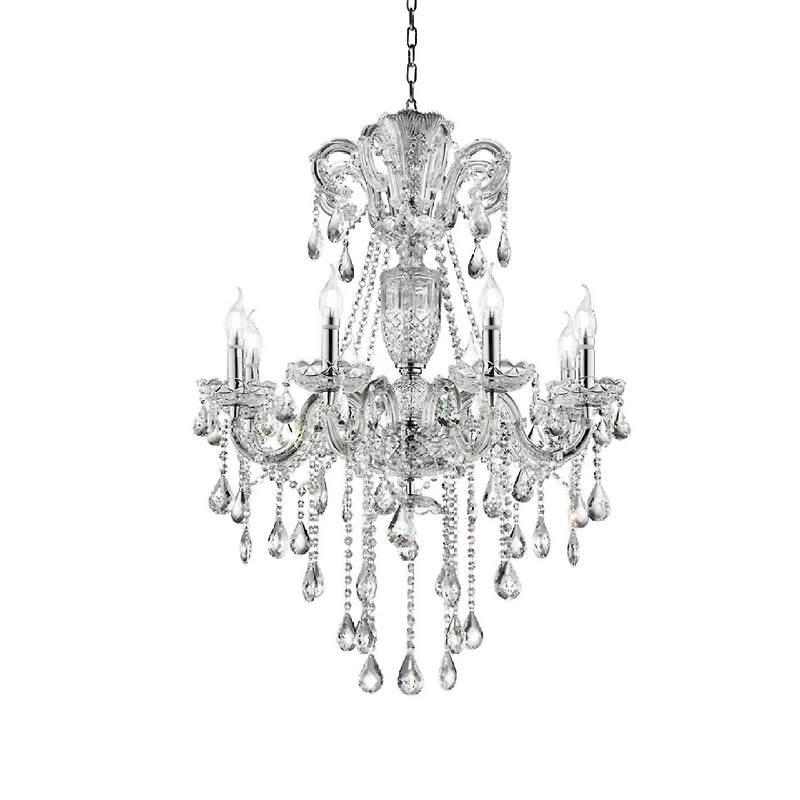 Streamdale 37" In Eilish Silver Crystal 8-led Light Chandelier