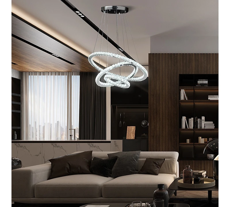 Streamdale Adjustable Height Crystal Chandelier with Led Dimmer
