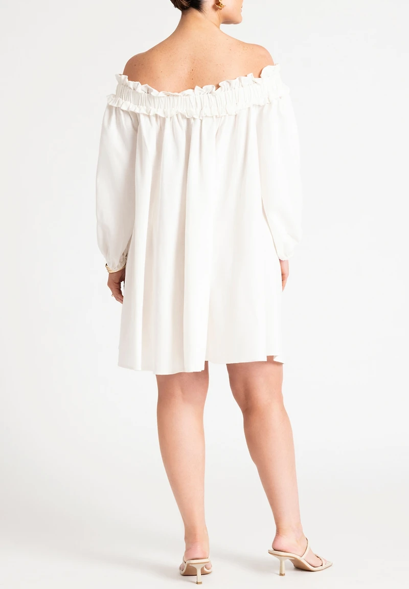 Eloquii Women's Plus Ruffle Neckline Mini Dress