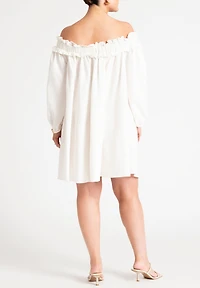 Eloquii Women's Plus Ruffle Neckline Mini Dress