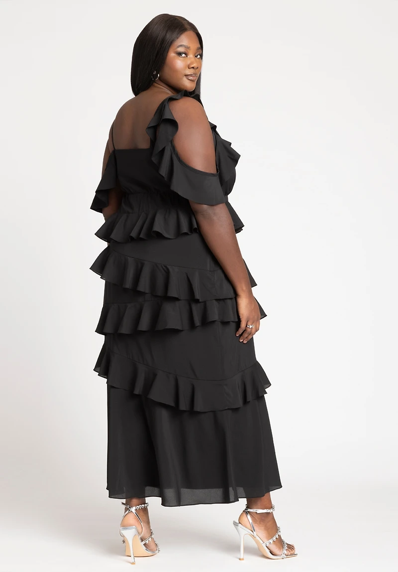 Eloquii Plus Asym Ruffle Maxi Dress