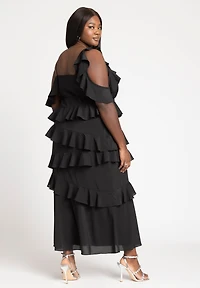 Eloquii Plus Asym Ruffle Maxi Dress