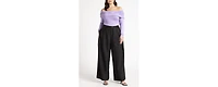 Eloquii Women's Pleat Detail Trouser With Long Belt