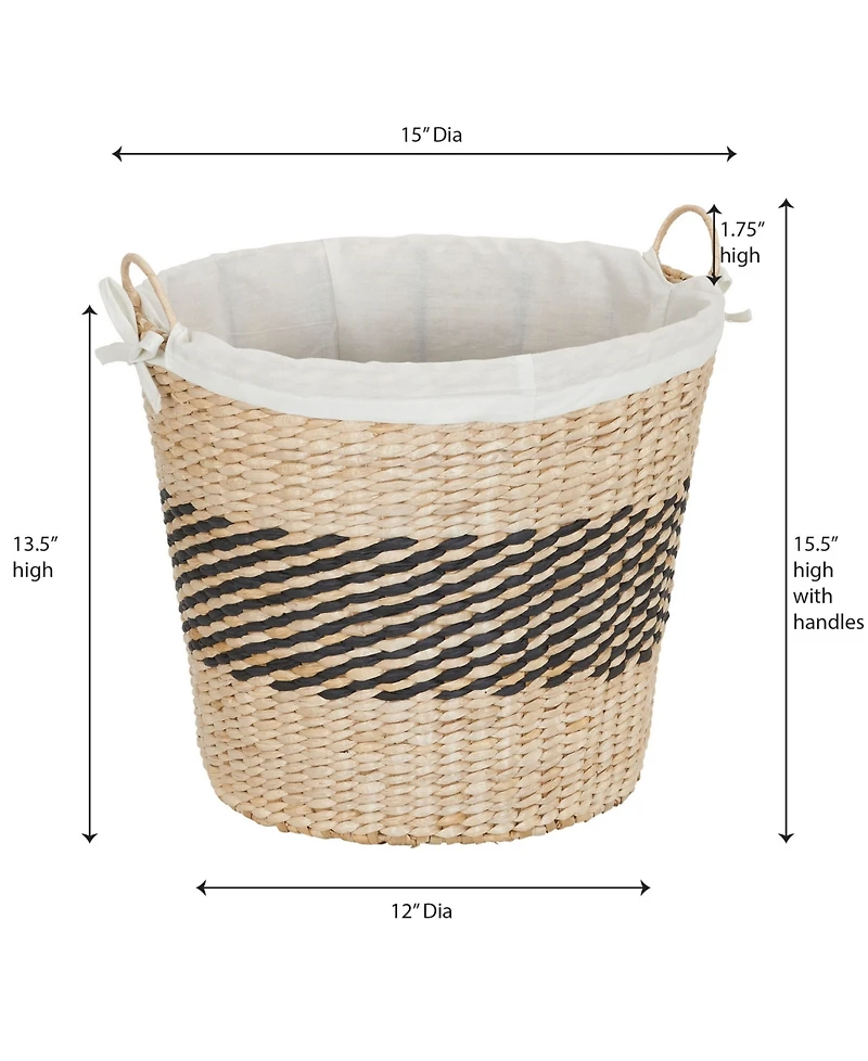 Household Essentials Woven Basket, Decorative Basket with Handles and Cotton Liner