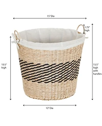 Household Essentials Woven Basket, Decorative Basket with Handles and Cotton Liner