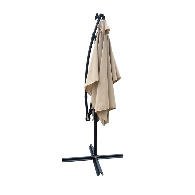Streamdale Solar Powered Led Patio Umbrella, 8 Ribs, Crank and Cross Base