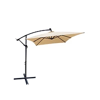 Streamdale Solar Powered Led Patio Umbrella, 8 Ribs, Crank and Cross Base