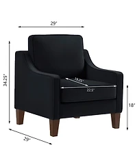 Simplie Fun Black Velvet Accent Chair with Wooden Legs
