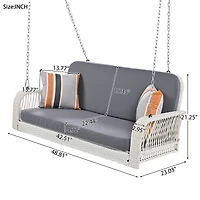 Streamdale White and Gray 2-Seater Wicker Porch Swing