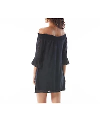 Beach House Style Solid Kelsea Smocked Off the Shoulder Dress