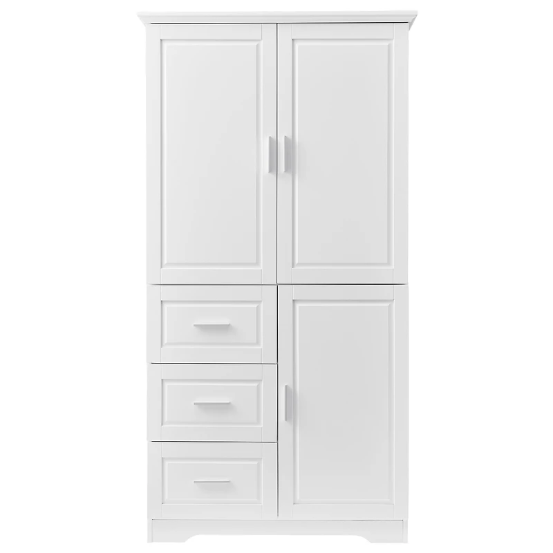 Streamdale Tall White Storage Cabinet with Drawers