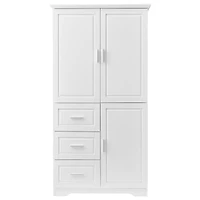 Streamdale Tall White Storage Cabinet with Drawers
