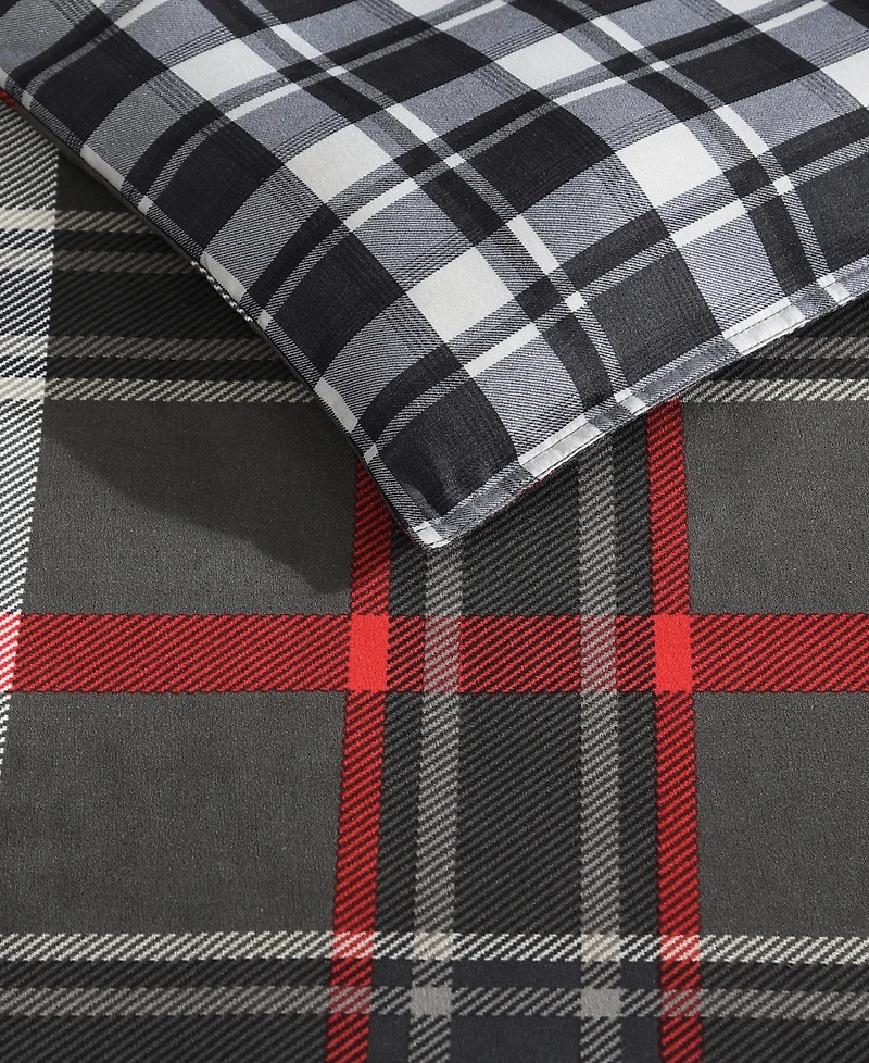 Closeout! Eddie Bauer Willow Plaid Microsuede Piece Duvet Cover Set