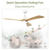 Streamdale 52" Ceiling Fan with Remote Control, 6 Speeds (White/Natural)