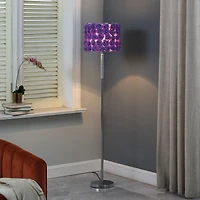 63"In Lavender Roses In Bloom Acrylic/Metal Floor Lamp