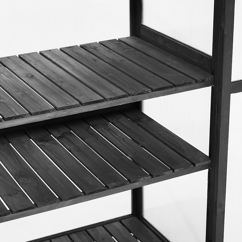 Streamdale 62" Wood Balcony Cold Frame with Wheels and Shelves
