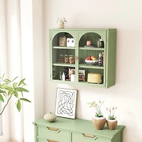 Streamdale Furniture Modern Wall Cabinet with Woven Pattern Glass Doors