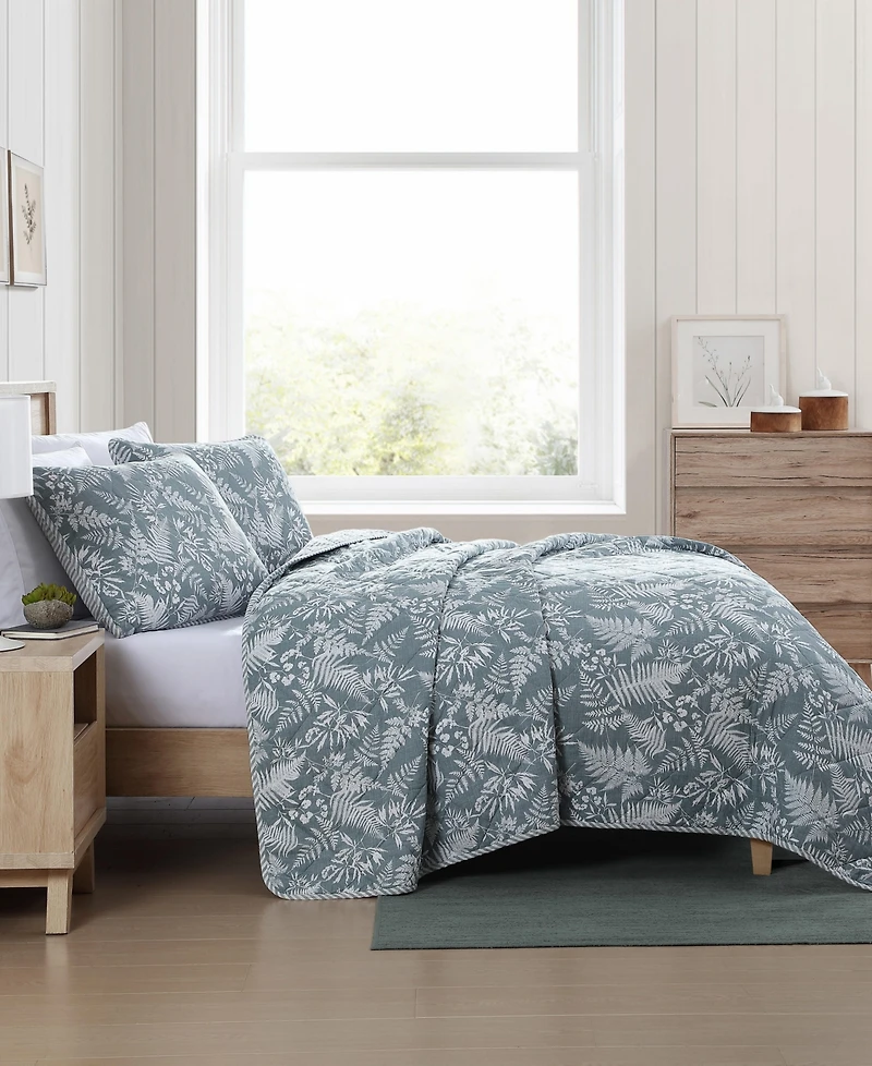 Closeout! Eddie Bauer Fern Garden Reversible 3 Piece Quilt Set