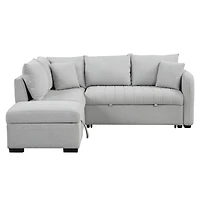 Simplie Fun Versatile L-Shaped Sofa Bed with Usb Ports, Movable Ottoman, & Pull-Out