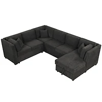 Simplie Fun 108.6" U-Shaped Pull Out Sofa Bed With Two Usb Ports, Power Sockets, Three Pillows, Storage Chaise