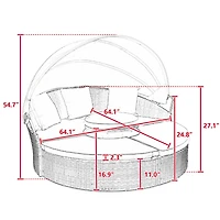 Streamdale Round Rattan Lounge Set with Canopy & Lift Coffee Table