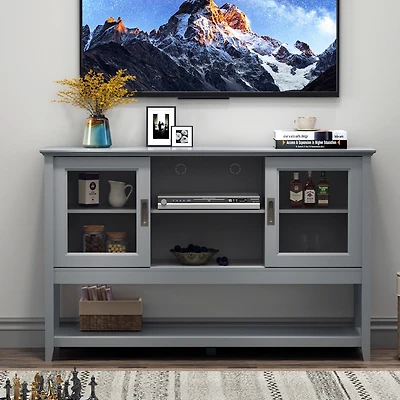 Sideboard Buffet Table With Doors, Grey