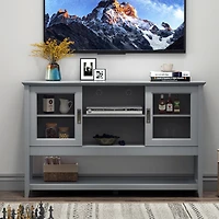 Sideboard Buffet Table With Doors, Grey