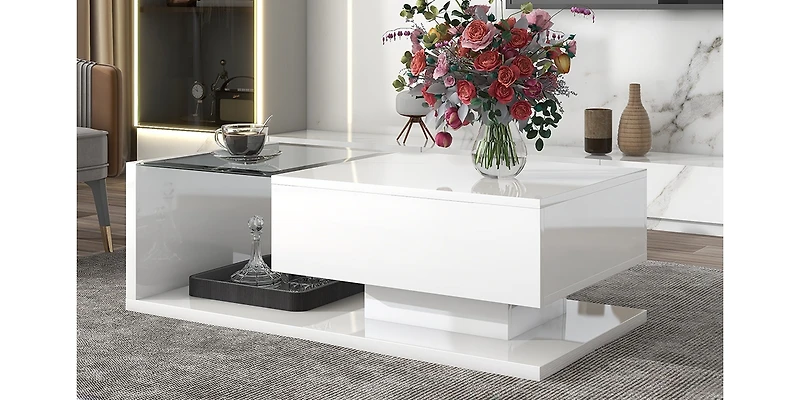 Streamdale Modernist Glass-Wood Center Table