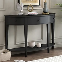 Simplie Fun Modern Curved Console Table Sofa Table With 3 Drawers And 1 Shelf For Hallway, Entryway, Living Room