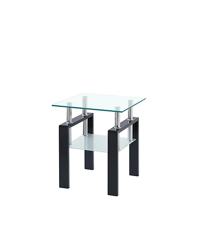 Streamdale Furniture 2-Piece Clear Tempered Glass Small Table, End Table For Living Room, Sofa Table