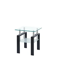 Streamdale Furniture 2-Piece Clear Tempered Glass Small Table, End Table For Living Room, Sofa Table