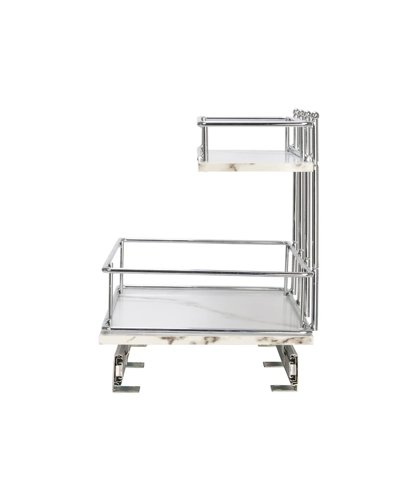 Household Essentials Glidez Chrome-Plated Steel and Faux Marble Pull-Out/Slide-Out Storage Organizer for Under Sink or Cabinet 2-Tier Design