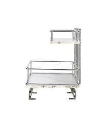 Household Essentials Glidez Chrome-Plated Steel and Faux Marble Pull-Out/Slide-Out Storage Organizer for Under Sink or Cabinet 2-Tier Design