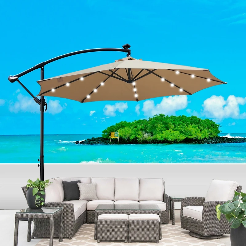 10FT Solar-Powered Led Outdoor Patio Umbrella - Waterproof & Lighted