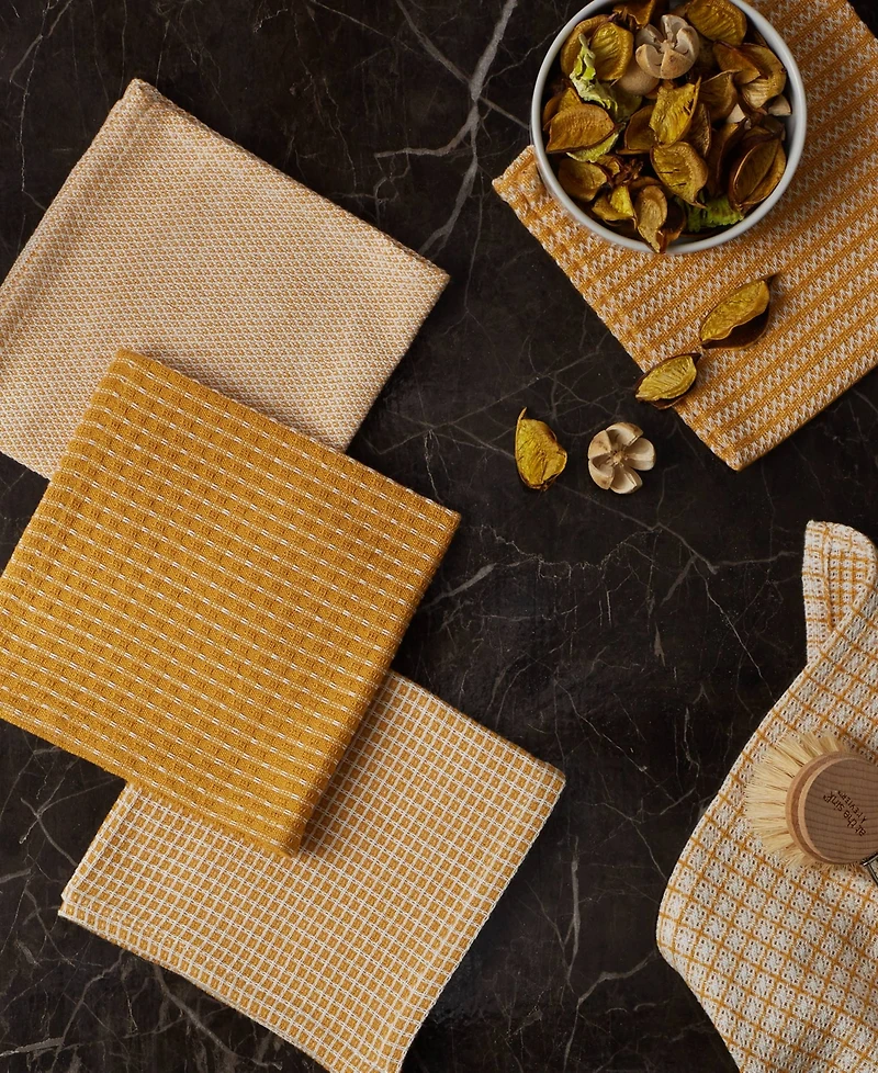 Design Imports Everyday Kitchen Collection Assorted Dishcloth Set, 12x12", Honey Gold, 5 Count