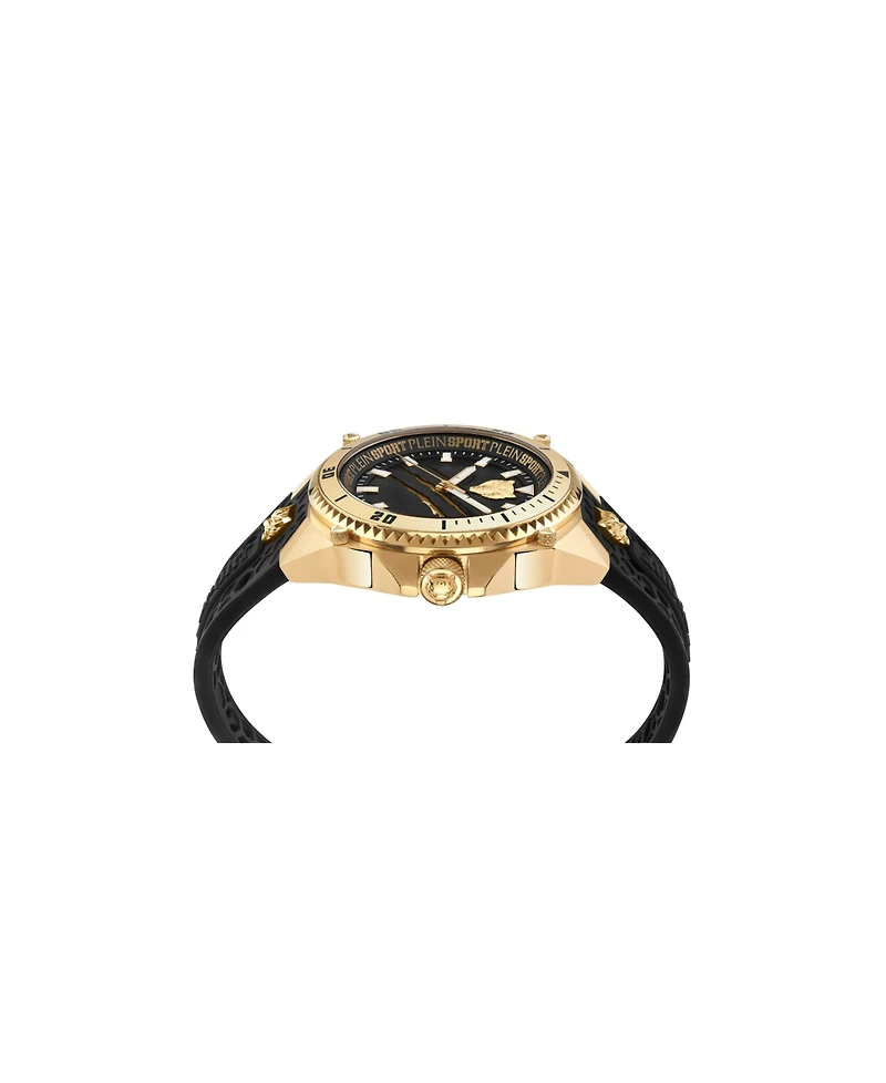 Plein Sport Men's Thunder Force Three Hand Quartz Black Silicone 47MM