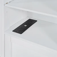 Streamdale Wooden Queen Bed with Cabinetry and Outlets