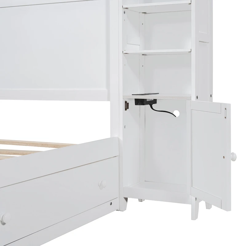 Streamdale Wooden Queen Bed with Cabinetry and Outlets