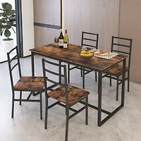 Streamdale Furniture Five-Piece Set Table And Chair With Backrest, Industrial Style, Solid Structure
