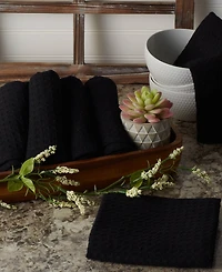 Design Imports Cotton Kitchen Collection Dishtowel Set, 18x26", Black, 6 Piece