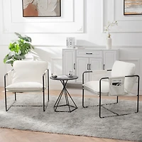 Streamdale Furniture White Upholstered Hanging Armchair with Arm Pocket